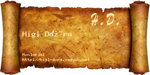 Higl Dóra névjegykártya